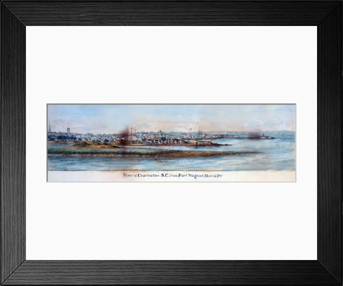 Framed Print : The Civil War, view of Charleston, South Carolina, from Fort Wagner, Morris Island, circa 1800s Framed Print : The Civil War, view of Charleston, South Carolina, from Fort Wagner, Morris Island, circa 1800s