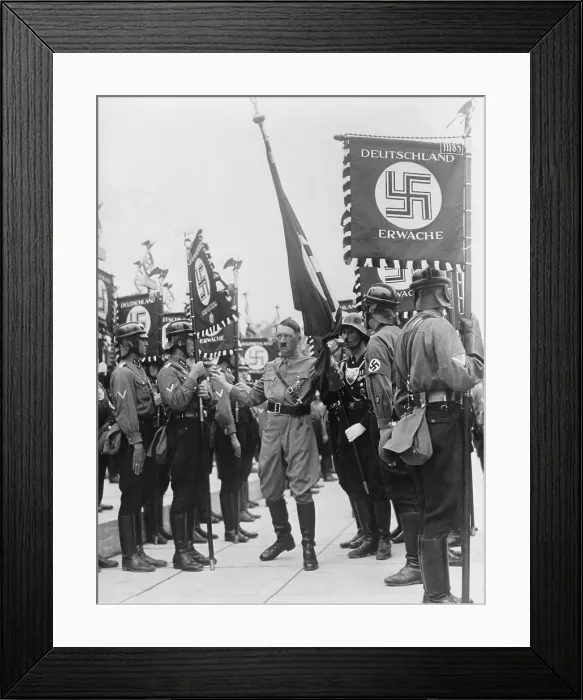 Framed Print : Adolf Hitler with Nazi Storm Troopers, on Nazi Party Day, Nuremberg. 1937
