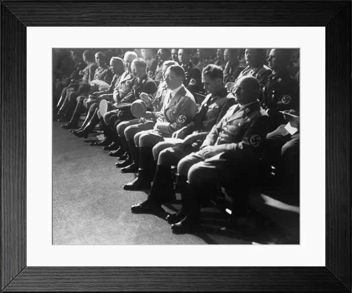 Framed Print : Adolf Hitler and other Nazi dignitaries, during the 7th Nazi Party rally in Nuremberg, 1935. Front Row from right: Julius Streicher, Rudolph Hess, and Adolf Hitler Framed Print : Adolf Hitler and other Nazi dignitaries, during the 7th Nazi Party rally in Nuremberg, 1935. Front Row from right: Julius Streicher, Rudolph Hess, and Adolf Hitler