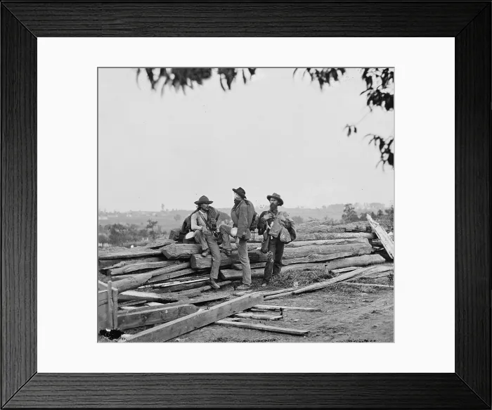 Framed Print : The Civil War, Three Confederate prisoners, Gettysburg, Pennsylvania, photograph, June-July, 1863 Framed Print : The Civil War, Three Confederate prisoners, Gettysburg, Pennsylvania, photograph, June-July, 1863