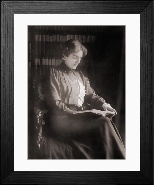 Framed Print : Clementine Churchill (1885-1977), wife of British politician Winston Churchill, reading a book. Ca. 1910