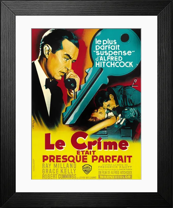 Framed Print : DIAL M FOR MURDER, (aka LE CRIME ETAIT PRESQUE PARFAIT), French poster art, Ray Milland (left), Anthony Dawson (top right), Grace Kelly (bottom), 1954 Framed Print : DIAL M FOR MURDER, (aka LE CRIME ETAIT PRESQUE PARFAIT), French poster art, Ray Milland (left), Anthony Dawson (top right), Grace Kelly (bottom), 1954