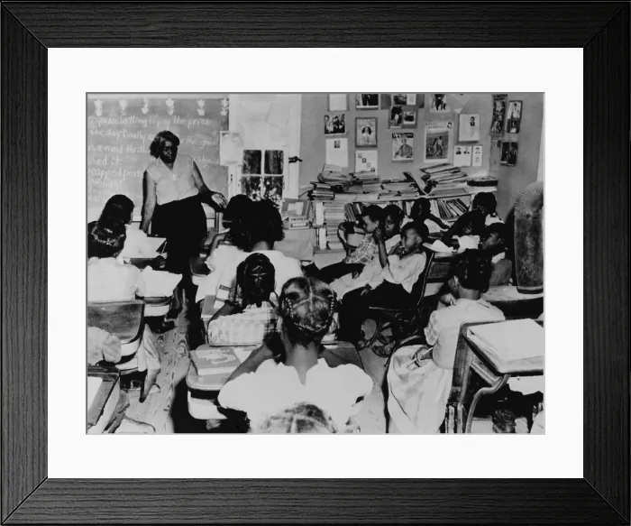 Framed Print : Segregated classroom. Six years after the Supreme court ordered school integration, this one room school with primary and intermediate grades, was still in operation in Virginia Framed Print : Segregated classroom. Six years after the Supreme court ordered school integration, this one room school with primary and intermediate grades, was still in operation in Virginia
