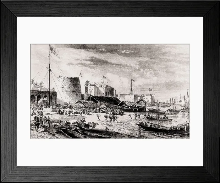 Framed Print : The African city of Zanzibar. Image published in 'L'Illustration' with the tale of Stanley's trip through Africa searching Livingstone (1869). Etching. FRANCE Framed Print : The African city of Zanzibar. Image published in 'L'Illustration' with the tale of Stanley's trip through Africa searching Livingstone (1869). Etching. FRANCE