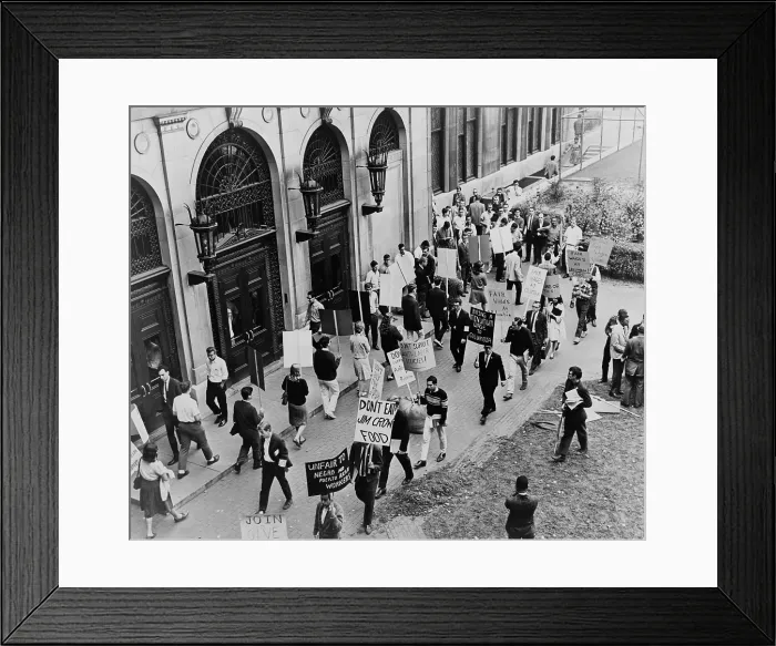 Framed Print : CORE pickets at Columbia University. Demonstrators demanded union representation for University workers in 1964 Framed Print : CORE pickets at Columbia University. Demonstrators demanded union representation for University workers in 1964