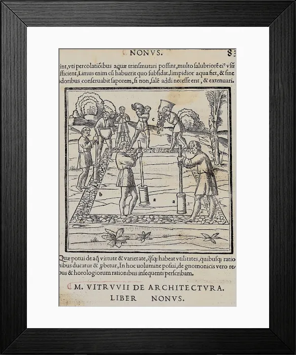 Framed Print : VITRUVIUS, Marcus Vitrubius Pollio (1th century BC). 'De Architectura' (On Architecture). Edition executed in Venice (1511). Illustration from the 9th book. Xylography