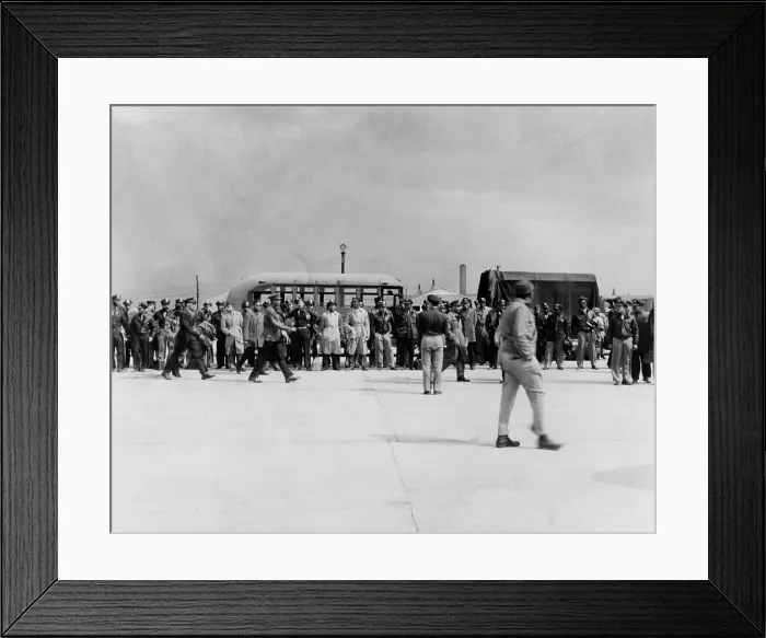 Framed Print : Review of officers during the Freeman Field Munity. The Mutiny was a protest by African American pilots against an all-White officers club. April 1945 Framed Print : Review of officers during the Freeman Field Munity. The Mutiny was a protest by African American pilots against an all-White officers club. April 1945