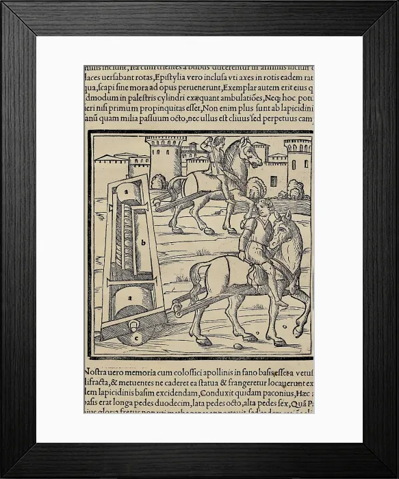 Framed Print : VITRUVIUS, Marcus Vitrubius Pollio (1th century BC). 'De Architectura' (On Architecture). Edition executed in Venice (1511). Illustration from the 10th book. Xylography Framed Print : VITRUVIUS, Marcus Vitrubius Pollio (1th century BC). 'De Architectura' (On Architecture). Edition executed in Venice (1511). Illustration from the 10th book. Xylography