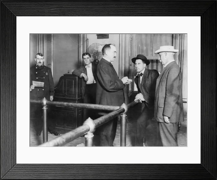 Framed Print : New York City, police department activities, head-quarters, five police and detectives at work, photograph, 1908 Framed Print : New York City, police department activities, head-quarters, five police and detectives at work, photograph, 1908