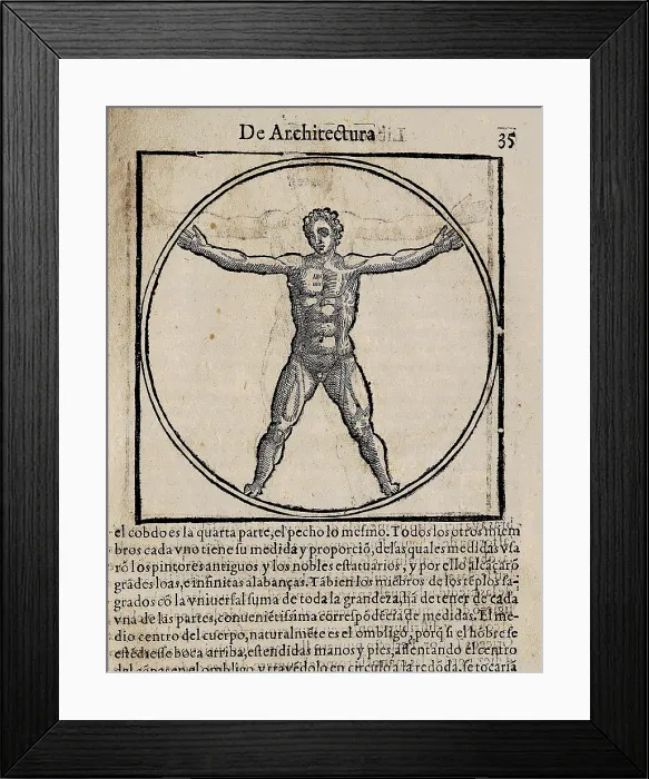 Framed Print : VITRUVIUS, Marcus Vitrubius Pollio (1th century BC). 'De Architectura' (On Architecture), with translation into Spanish by Miguel de Urrea
