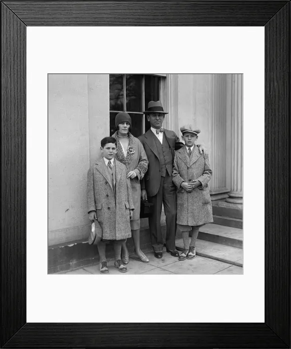 Framed Print : Rube Goldberg (1883-1970), with his family, wife Irma Seeman, Thomas and George. April 4, 1929 Framed Print : Rube Goldberg (1883-1970), with his family, wife Irma Seeman, Thomas and George. April 4, 1929