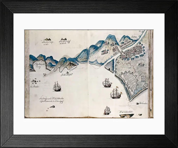 Framed Print : Map of the coast of New Spain. Ms. 2957. Sheet 95v. and 97. SPAIN. Madrid. National Library. AISA / Everett Collection (11300)**US SALES ONLY** Framed Print : Map of the coast of New Spain. Ms. 2957. Sheet 95v. and 97. SPAIN. Madrid. National Library. AISA / Everett Collection (11300)**US SALES ONLY**