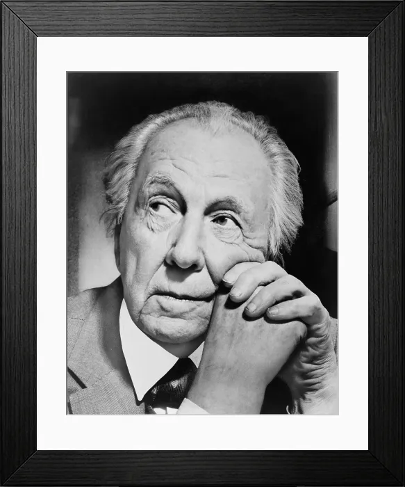 Framed Print : Frank Lloyd Wright (1867-1959), most important American architect of the later 19th and first half of the 20th century. 1954