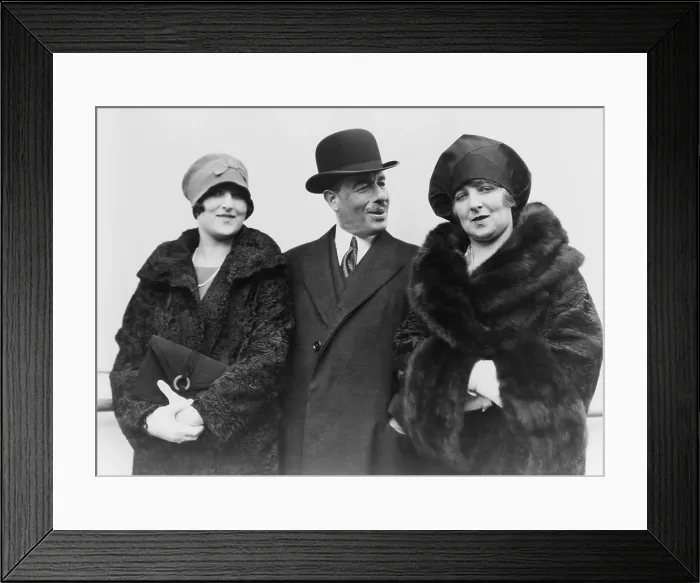 Framed Print : Sir Joseph Duveen (1869-1939), with his wife and daughter, Dorothy on board an ocean liner in New York