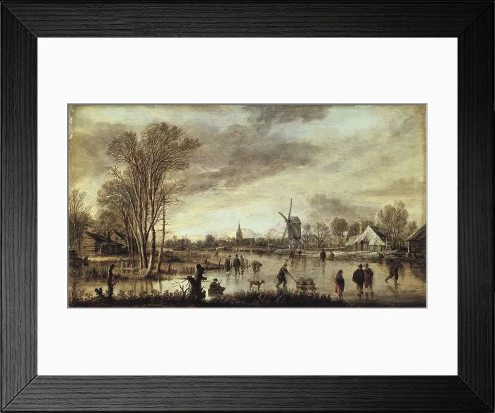 Framed Print : NeerAert van der (1603-1677). River in Winter. 1645. Dutch school. Oil on wood. RUSSIA. Saint Petersburg. State Hermitage Museum. AISA / Everett Collection (4461)**US SALES ONLY**