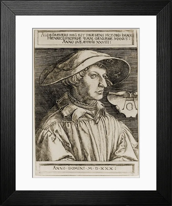 Framed Print : Heinrich Aldegrever (1502-1561), German painter and engraver, in a self portrait of 1530