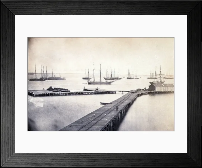 Framed Print : The Civil War, Magazine Wharf, photograph by Andrew J. Russell, City Point, Virginia, 1865