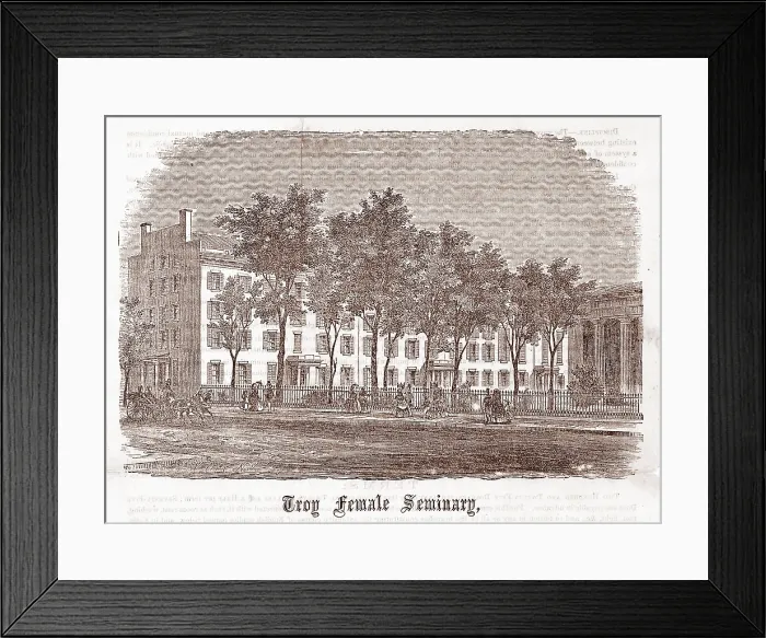 Framed Print : Troy Female Seminary, woodcut, 1800