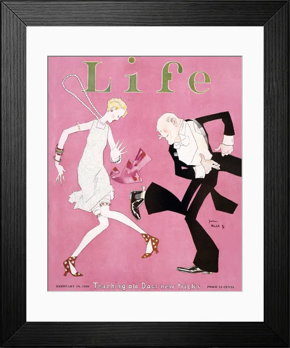 Framed Print : Teaching Old Dogs New Tricks, is the title of John Held's cover for Life magazine. In February 1926, flappers and the Charleston were the height of style Framed Print : Teaching Old Dogs New Tricks, is the title of John Held's cover for Life magazine. In February 1926, flappers and the Charleston were the height of style