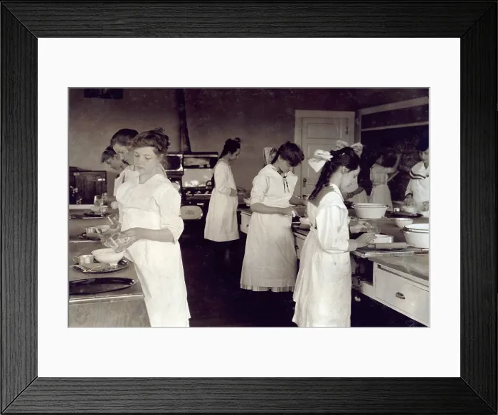 Framed Print : Domestic Science class in Horace Mann School. Tulsa, Oklahoma, Lewis Hine photograph, 1917 Framed Print : Domestic Science class in Horace Mann School. Tulsa, Oklahoma, Lewis Hine photograph, 1917