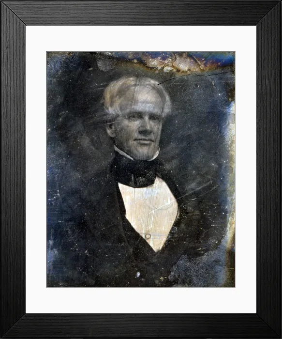 Framed Print : Horace Mann, Whig and Free Soil Congressman from Massachusetts, half plate daguerreotype, gold toned. 1844-1859