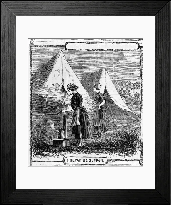 Framed Print : Life on the plains: preparing supper. from sketches by Mr. James F. Gookins