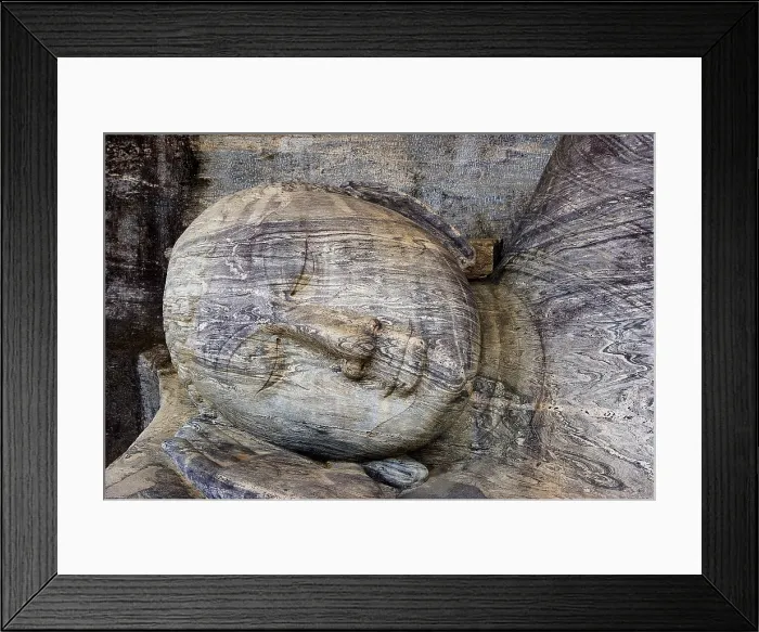Framed Print : SRI LANKA. Polonnaruwa. Gal Vihara or Rock Temple (12th c.). Reclining Buddha (14 m.). Detail. AISA / Everett Collection**US SALES ONLY** Framed Print : SRI LANKA. Polonnaruwa. Gal Vihara or Rock Temple (12th c.). Reclining Buddha (14 m.). Detail. AISA / Everett Collection**US SALES ONLY**