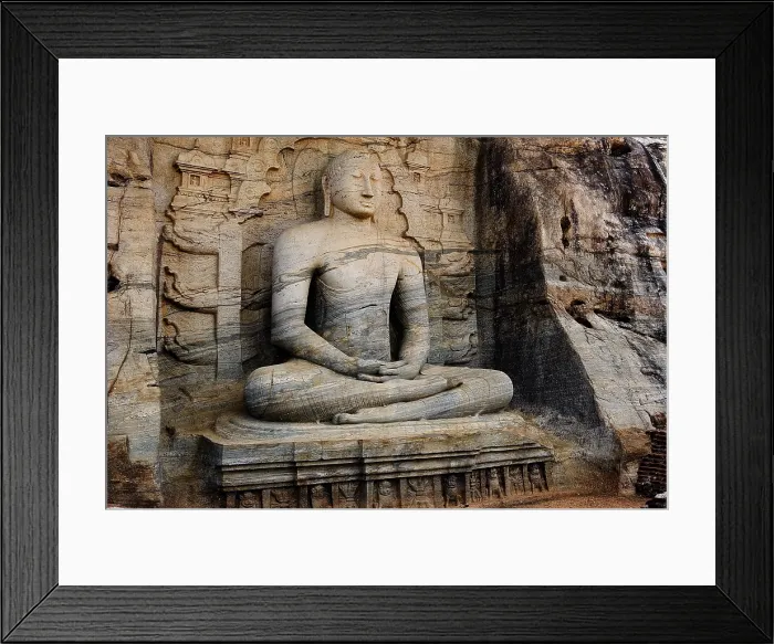 Framed Print : SRI LANKA. Polonnaruwa. Gal Vihara or Rock Temple (12th c.). Sitting Buddha. AISA / Everett Collection**US SALES ONLY** Framed Print : SRI LANKA. Polonnaruwa. Gal Vihara or Rock Temple (12th c.). Sitting Buddha. AISA / Everett Collection**US SALES ONLY**