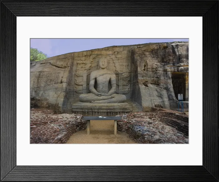 Framed Print : SRI LANKA. Polonnaruwa. Gal Vihara or Rock Temple (12th c.). Sitting Buddha. AISA / Everett Collection**US SALES ONLY**