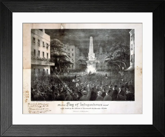 Framed Print : The first flag of independence raised in the South, by the citizens of Savannah, Ga. November 8th, 1860