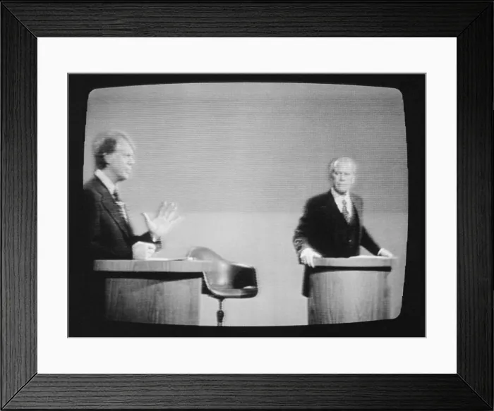 Framed Print : Television broad cast of President Gerald Ford and Democratic candidate Jimmy Carter in their 1st presidential debate