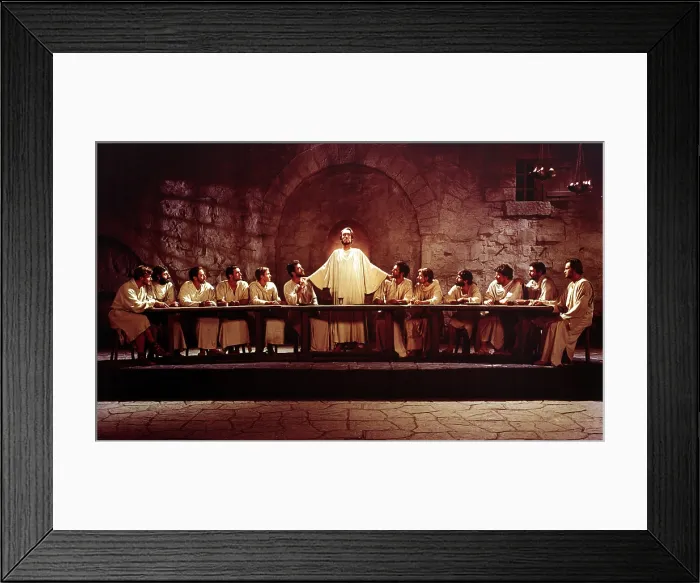 Framed Print : GREATEST STORY EVER TOLD, David McCallum (left), Max Von Sydow (center), 1965, Last Supper