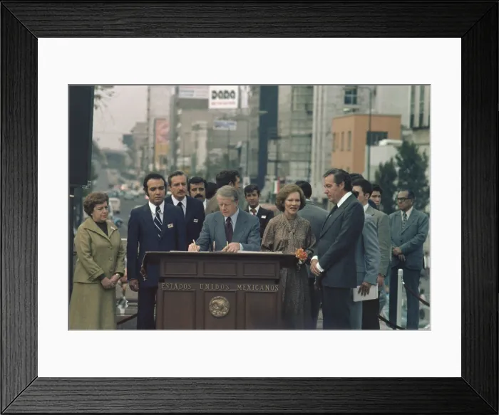 Framed Print : Jimmy Carter during a tour of Ixtlilco de Grande Mexico during an official state visit to Mexico. February 15 1979