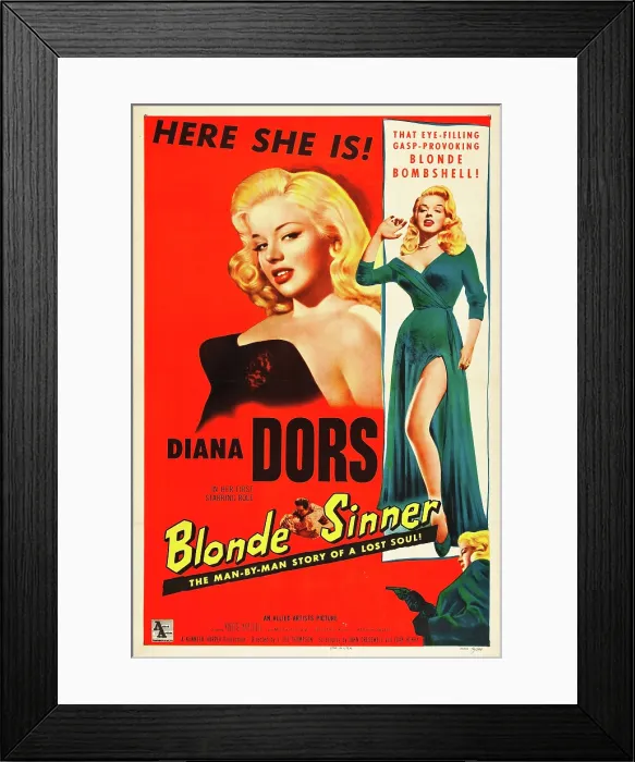 Framed Print : YIELD TO THE NIGHT, (aka BLONDE SINNER), Diana Dors, 1956
