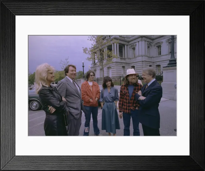 Framed Print : Jimmy Carter with Willie Nelson and others in Washington D.C. Ca. 1977-1980