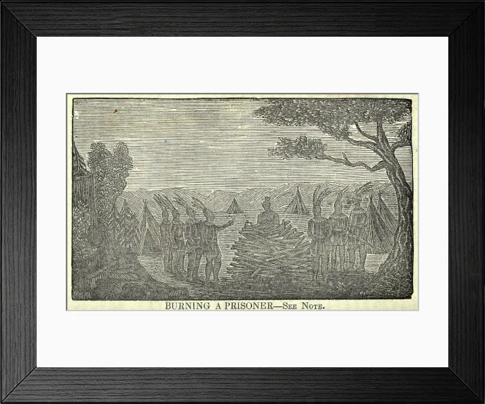 Framed Print : Illustration of Lewis and Clark's expedition from 1803-6. Indians burning a Prisoner
