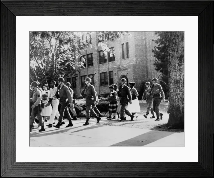 Framed Print : African-American students leaving Central High School under military escort, Little Rock, Arkansas. Sept.- Oct. 1957