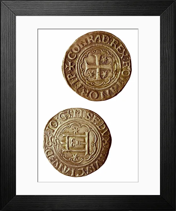 Framed Print : Coins of the period of Gialeazzo Maria Sforza (Genoa, 15th c.). Coin. AISA / Everett Collection**US SALES ONLY**