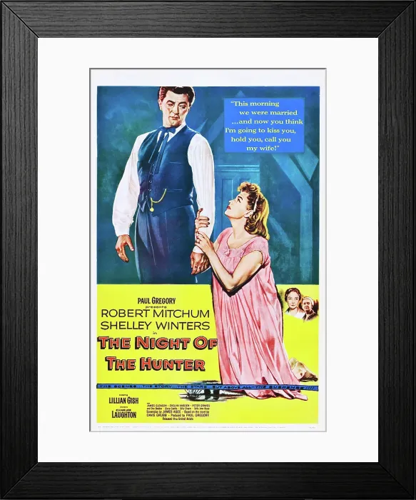 Framed Print : THE NIGHT OF THE HUNTER, Robert Mitchum, Shelley Winters, Lillian Gish, Evelyn Varden, 1955