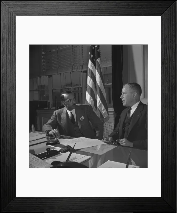 Framed Print : William Henry Hastie (1904-1976), a civilian aid to the War Department meeting with Robert Patterson in 1942