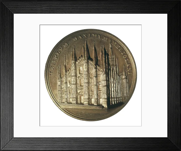 Framed Print : Gold alloy medal commemorating the Duomo Milan (1886). Coin. AISA / Everett Collection**US SALES ONLY**