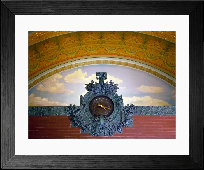 Framed Print : Wall Clock, National Farmers Bank of Owatonna. Designed by architect Louis Sullivan. Owatonna, MN ca. 1907