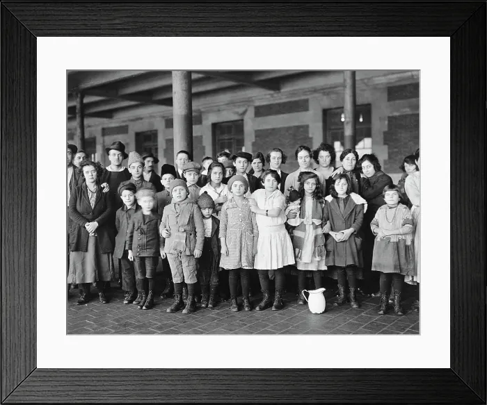 Framed Print : Immigrant children, Ellis Island, New York. ca. 1908 Framed Print : Immigrant children, Ellis Island, New York. ca. 1908