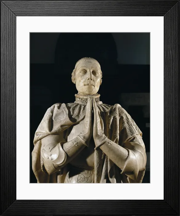 Framed Print : Peter I 'The Cruel' (1334-1369). Kinf of Castile and Leon (1350-1366). Statue in prayer. International gothic. Sculpture on marble. SPAIN. Madrid