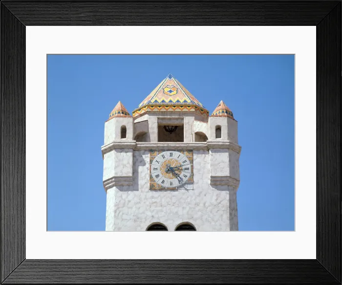Framed Print : Clock, Death Valley Ranch Chimes Tower, Death Valley Junction, Ca. 1928