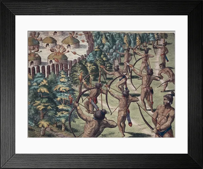 Framed Print : BRY, Theodor de (1528-1598); LE MOYNE DE MORGUES, Jacques (1533-1588). Brevis narratio eorum quae in Florida Americae Provincia Gallis acciderunt, secunda in allam Navigatione