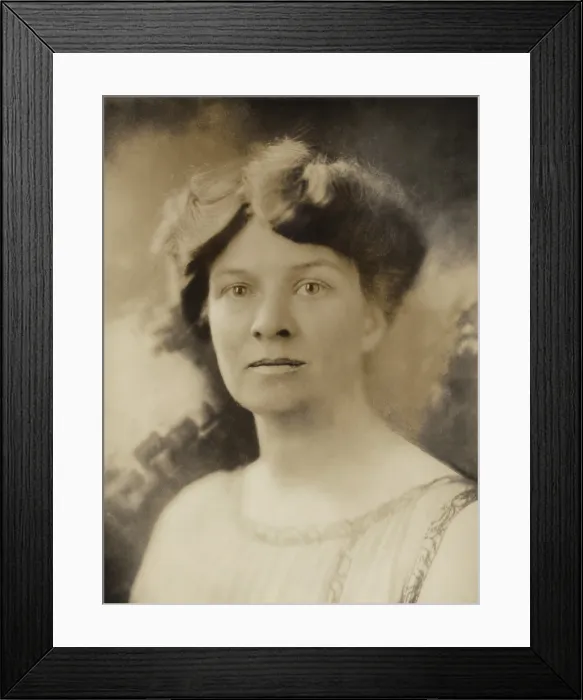 Framed Print : Katharine Martha Houghton (1878-1951), the mother of famed actress Katherine Hepburn, in a portrait published in THE SUFFRAGIST in 1920