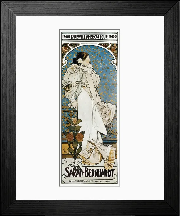Framed Print : MUCHA, Alphonse Maria (1860-1939). Farewell American Tour of Sarah Bernhardt. 1905 Framed Print : MUCHA, Alphonse Maria (1860-1939). Farewell American Tour of Sarah Bernhardt. 1905