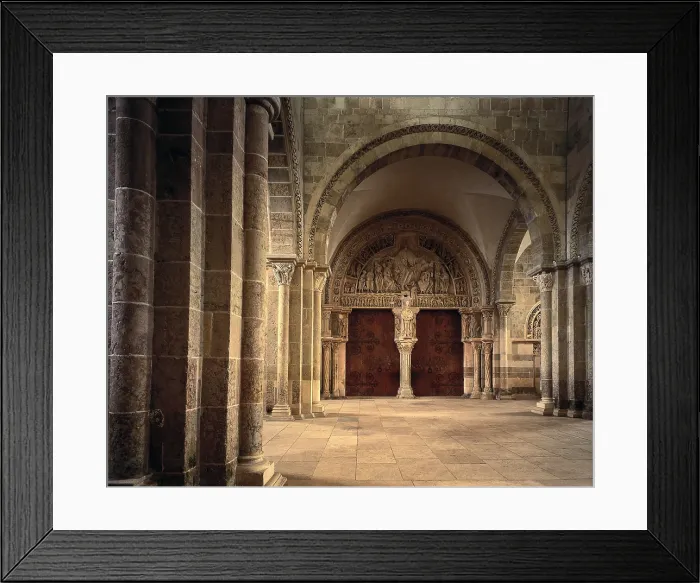 Framed Print : Basilica of St Mary Magdalen. FRANCE. Vzelay. Basilica of St Mary Magdalen. Narthex and front. Romanesque art. Architecture. AISA / Everett Collection (12147)**US SALES ONLY**