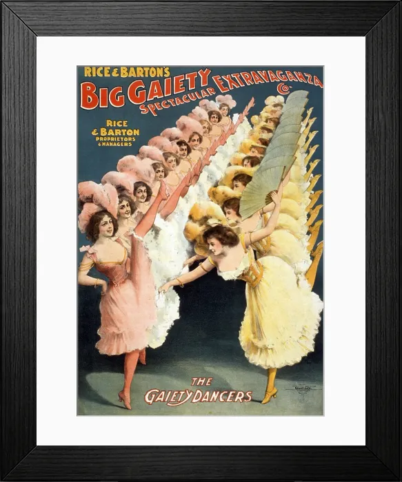 Framed Print : High kicking chorus girls with low necklines and short skirts of a turn of the century variety theater. 1900 Framed Print : High kicking chorus girls with low necklines and short skirts of a turn of the century variety theater. 1900